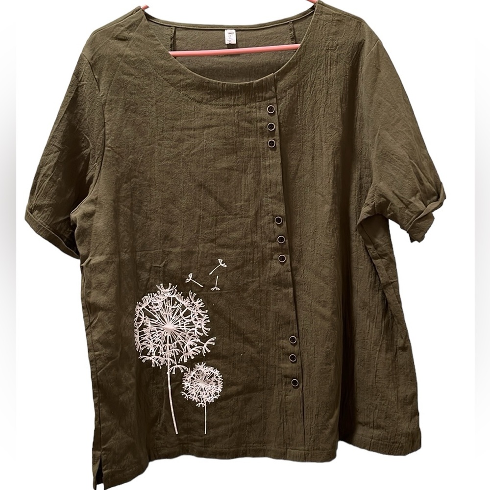 💚2092 NWOT Visytle Green Gauze/Linen Top